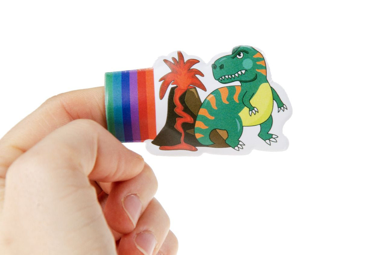 (2kr) Fingerpuppets i display DINO