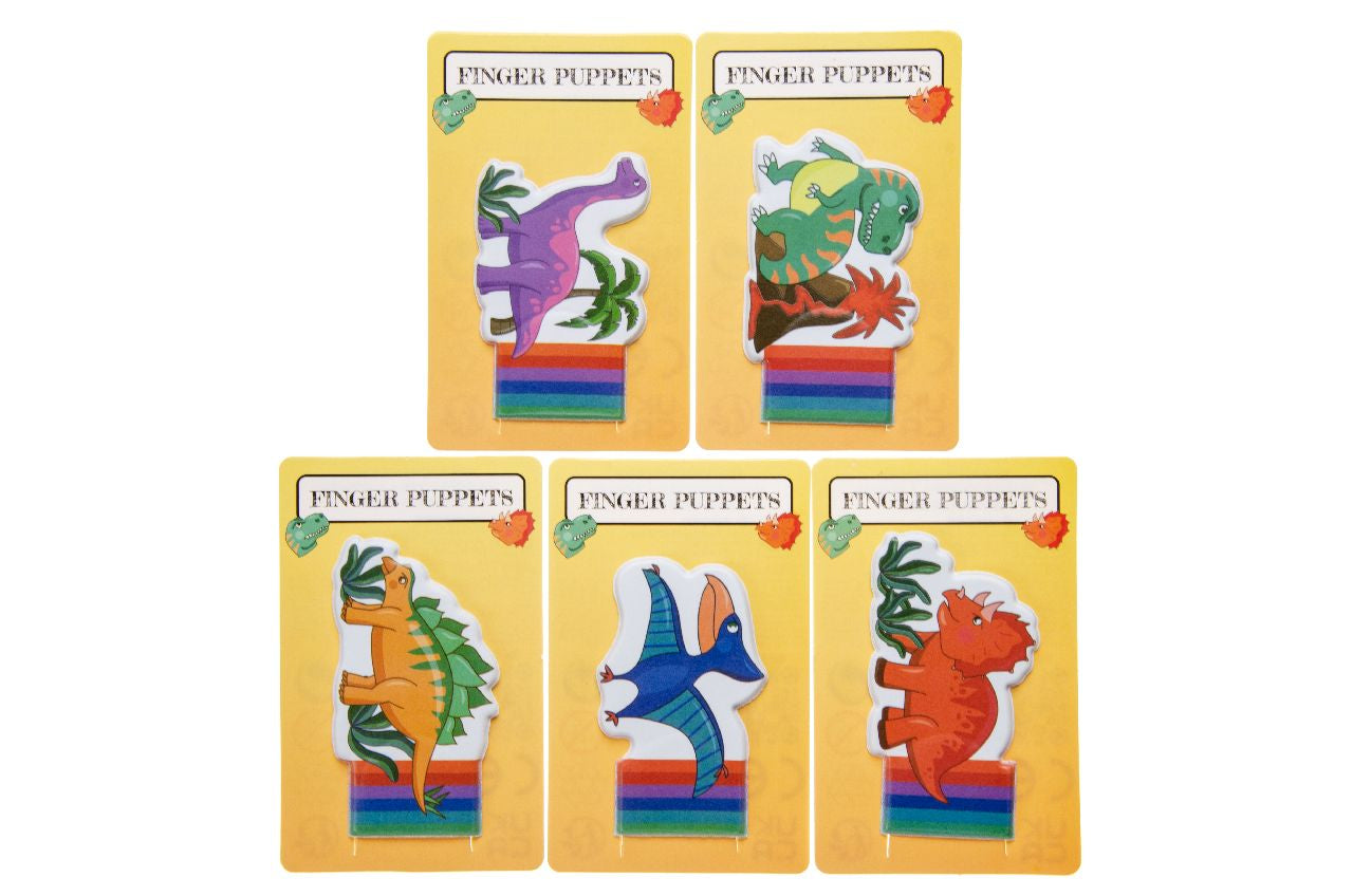 (2kr) Fingerpuppets i display DINO