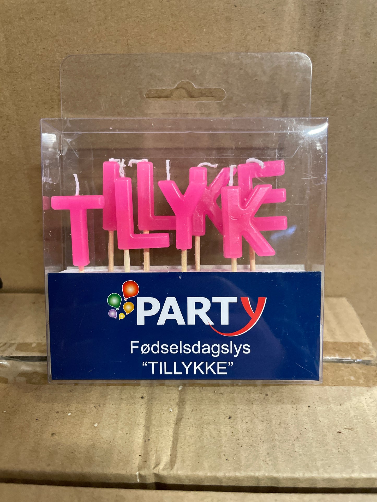 (1,2kr) Lagkagelys TILLYKKE pink