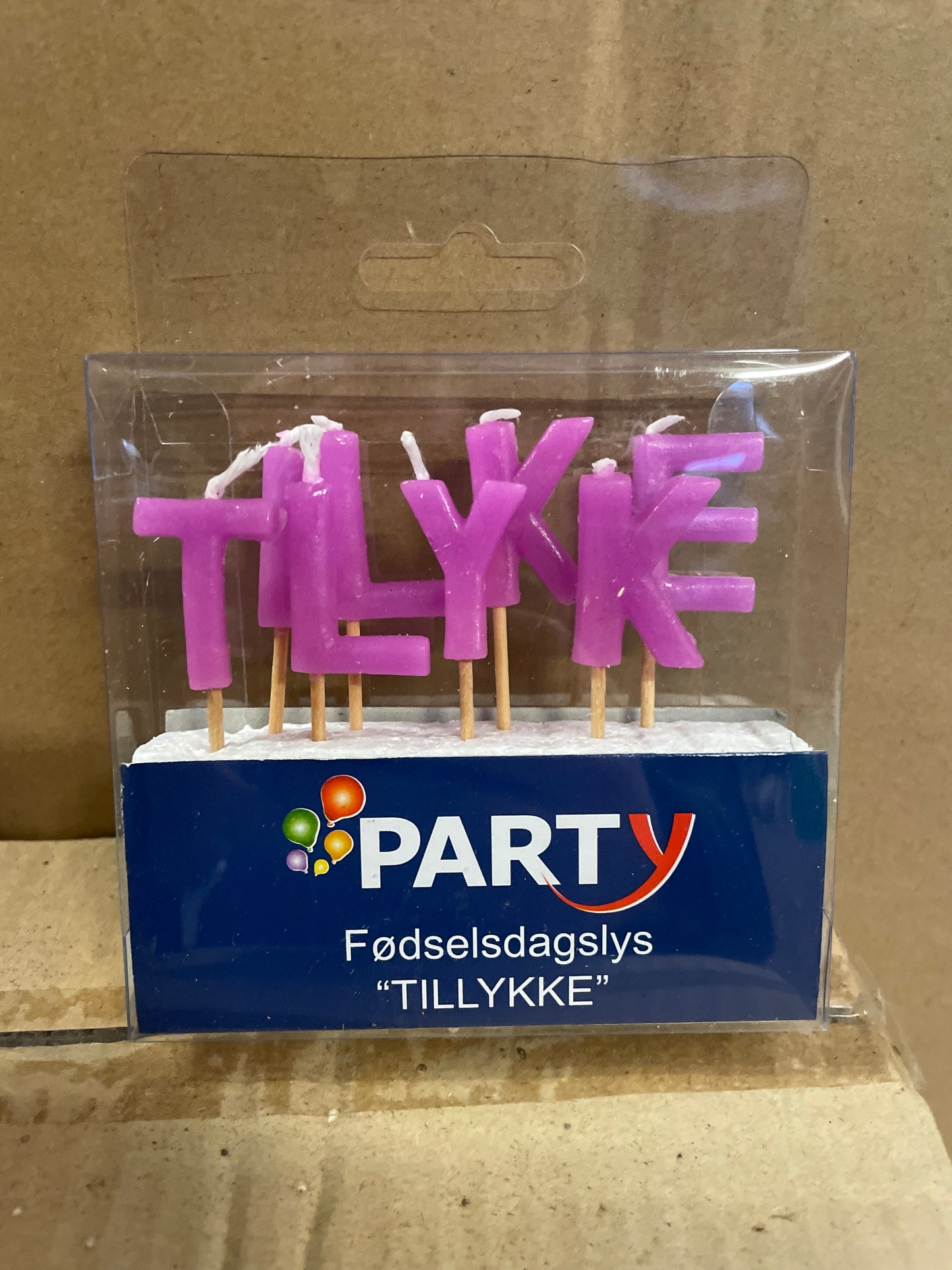 (1,2kr) Lagkagelys TILLYKKE lilla