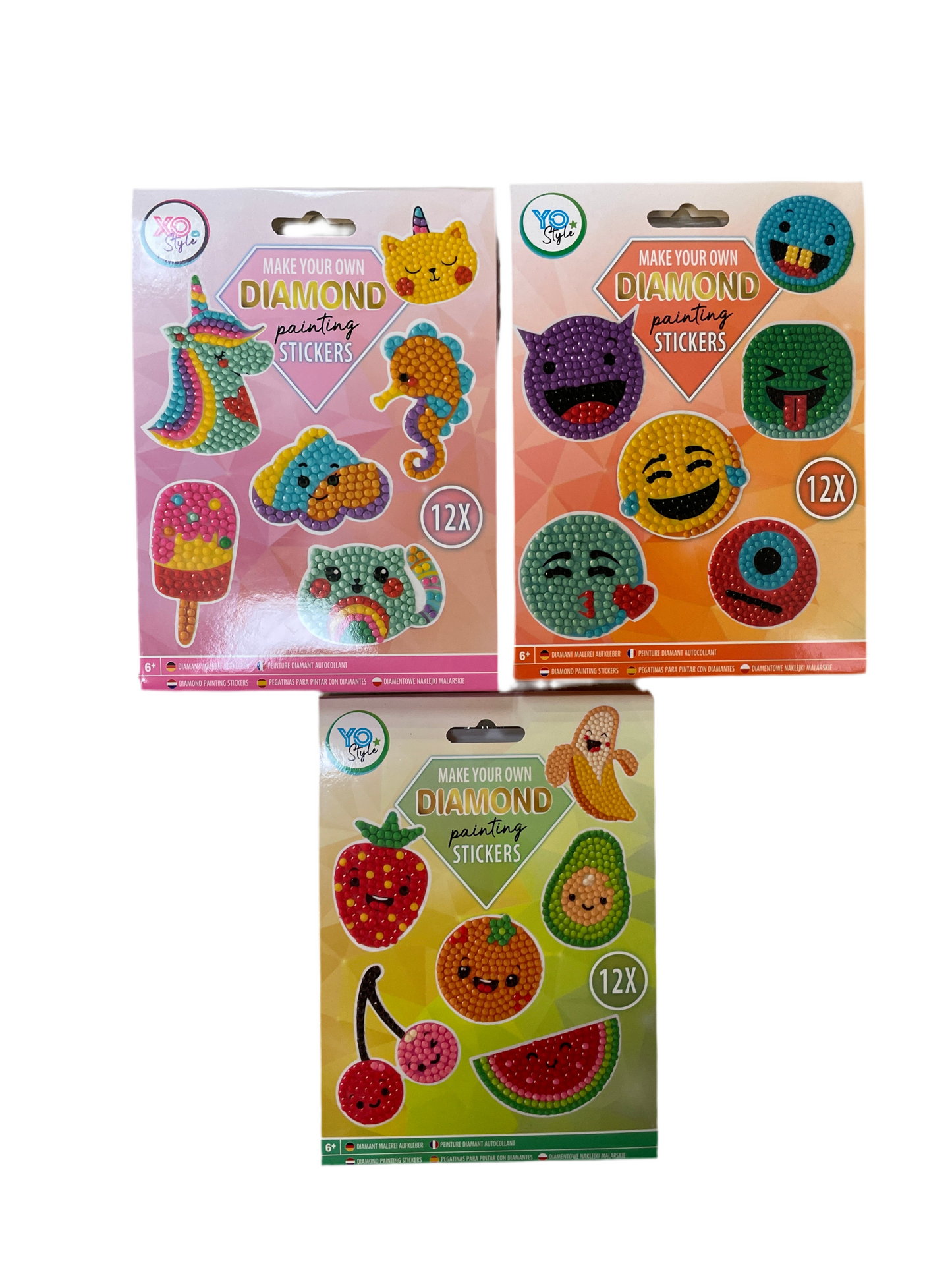(14,4kr) 12-pak Diamond Painting stickers 3ass