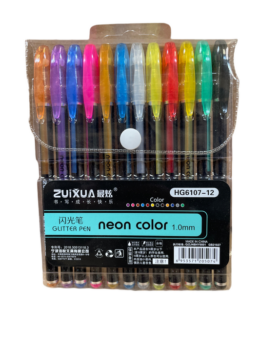 (8kr) 12-pak gelpenne glitter