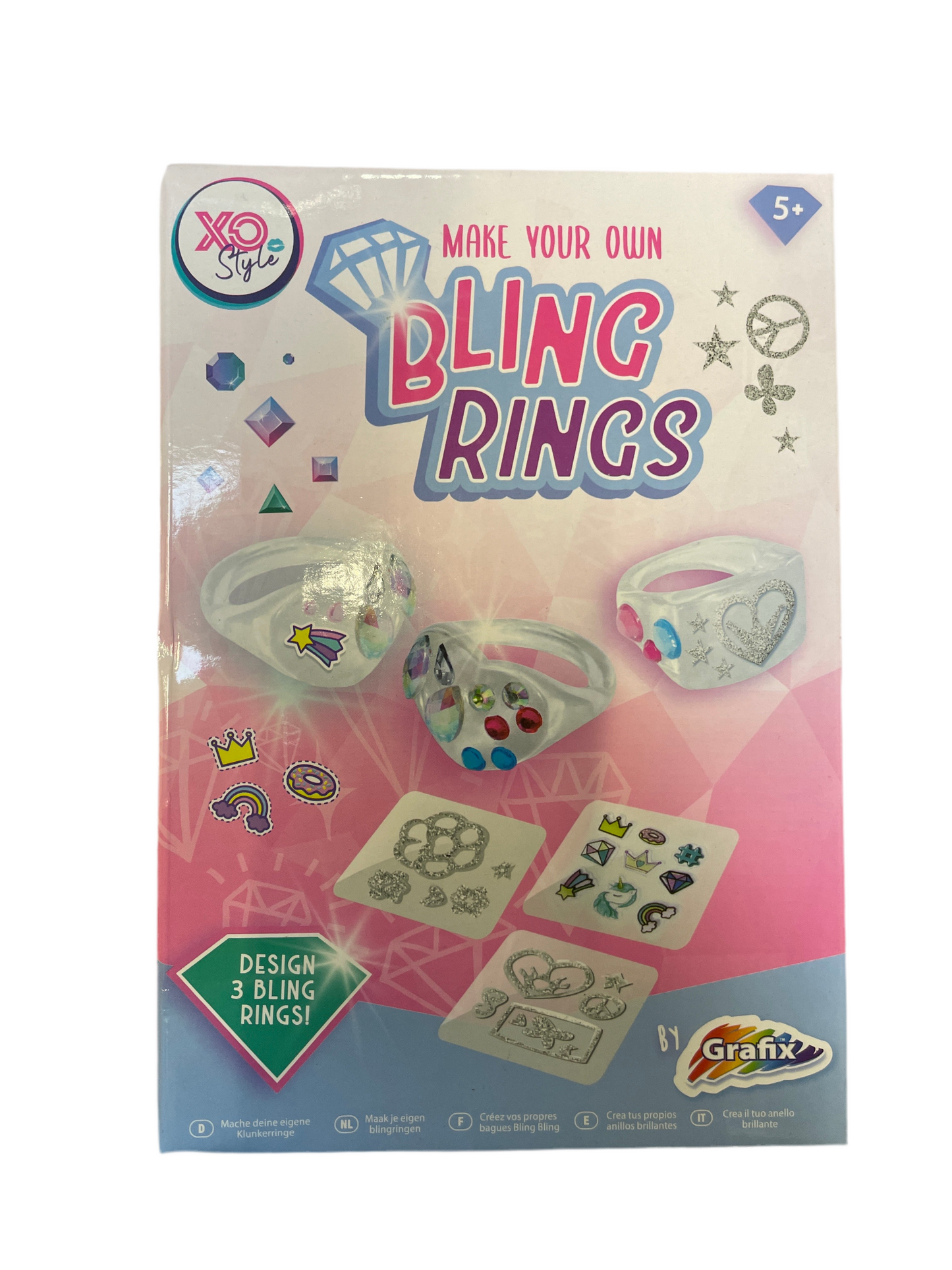 (14,4kr) Bling ring sæt - lav selv ringe