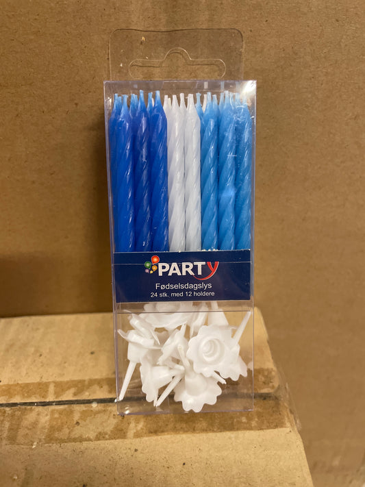 (1,2kr) Lagkagelys hvid/blå
