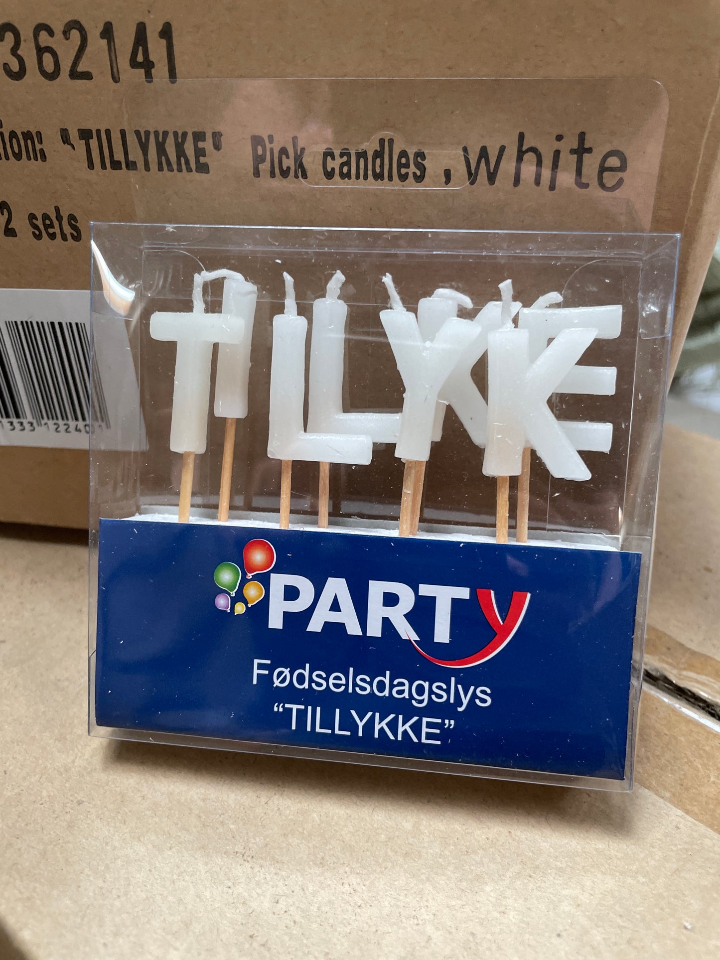 (1,2kr) Lagkagelys TILLYKKE hvid
