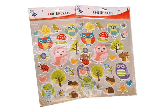 (5kr) (Før 8kr) Stort ark filtstickers m/ugler
