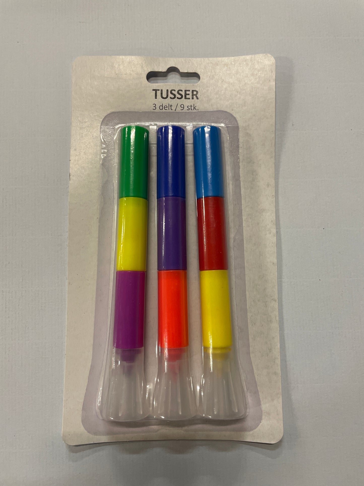 (4,8kr) 3pak tusser - 9 farver