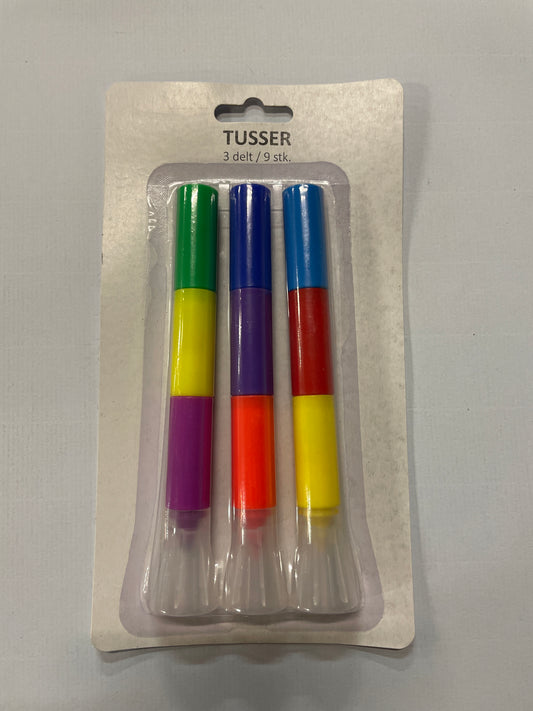 (4,8kr) 3pak tusser - 9 farver