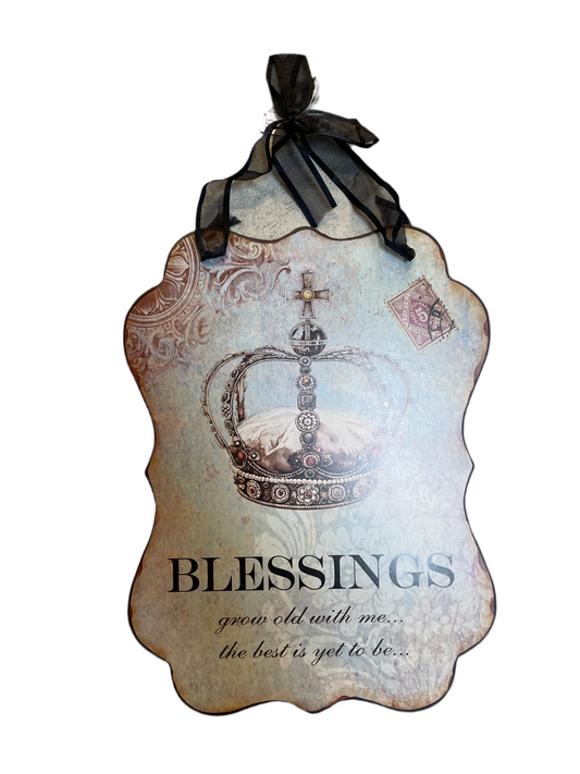 (4kr) (FØR 10kr) Metalskilt "BLESSINGS" 35x27