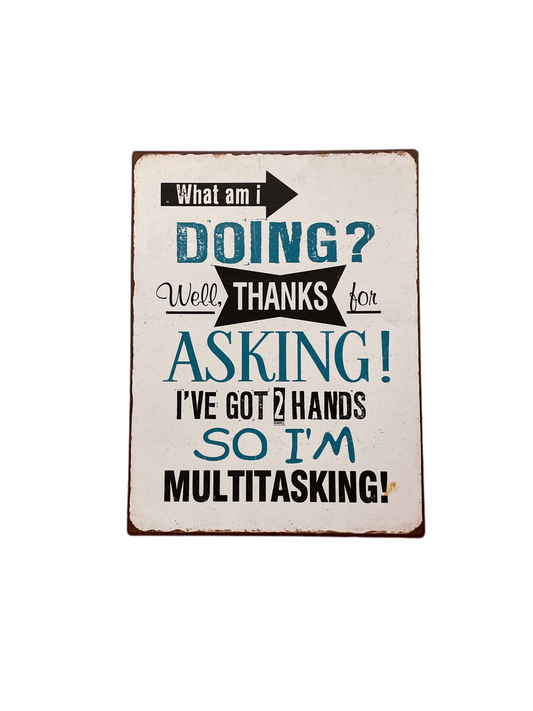 (8kr) Retro metalskilt "DOING?" 35x26,5