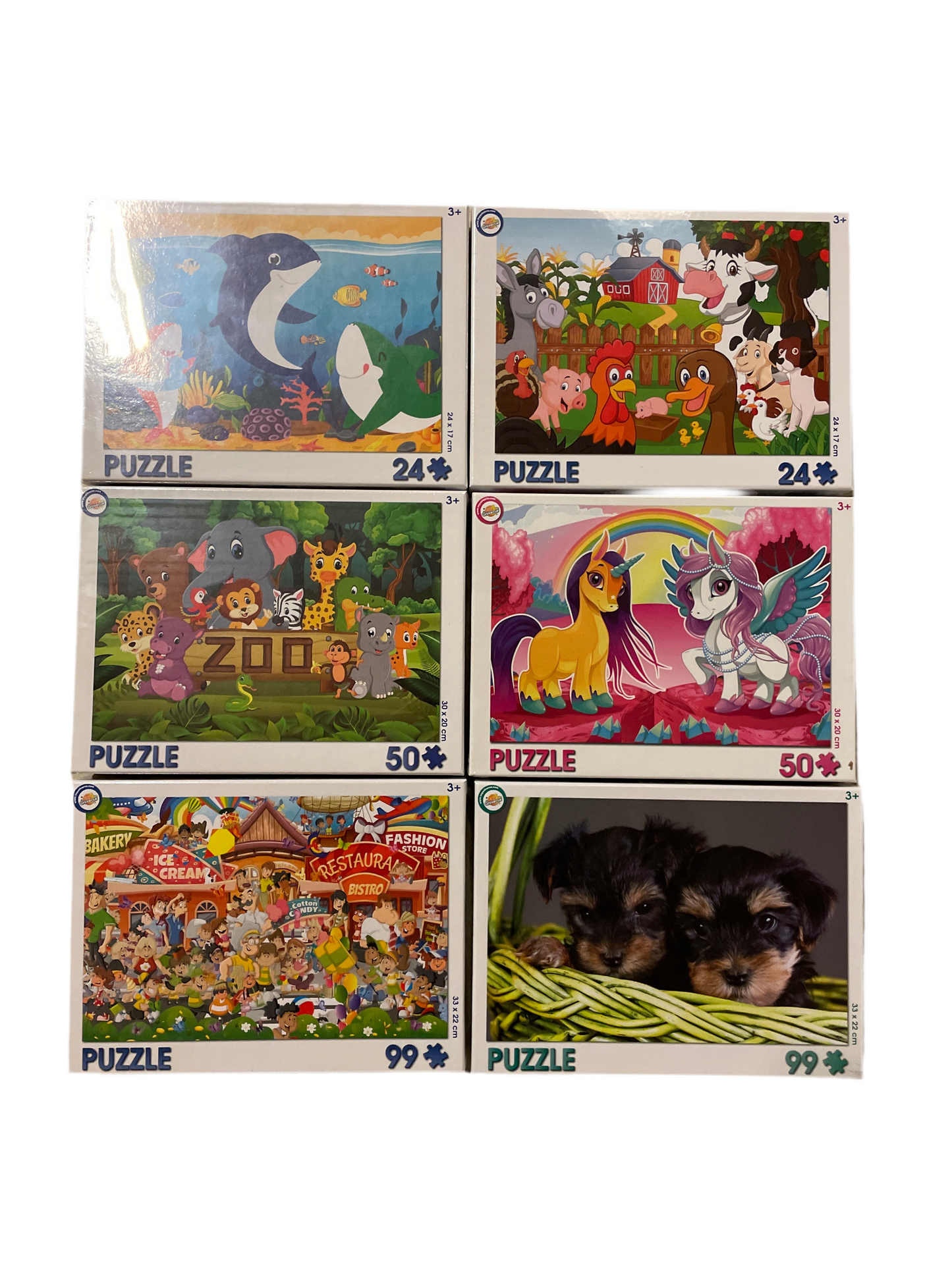 (14,4kr) Puslespil 24/50/99 brikker