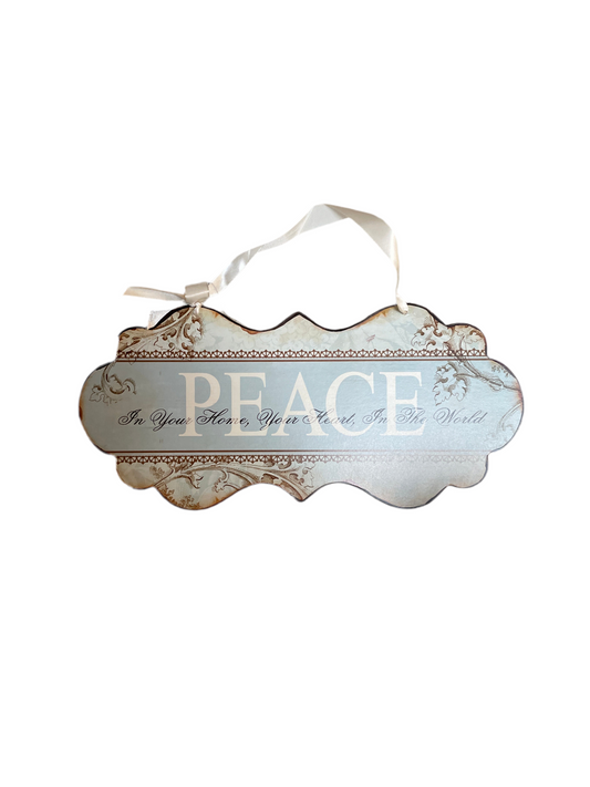 (4kr) (FØR 8kr) Metalskilt "PEACE" 30x14