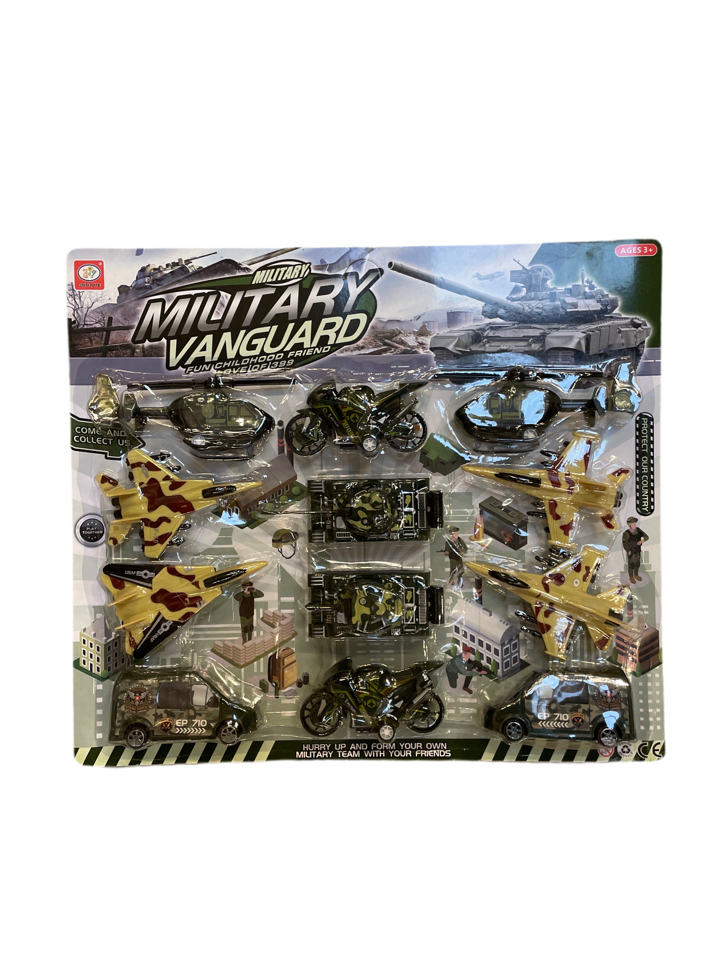 (40kr) 12-pak militærkøretøjer m/friktion 48x42