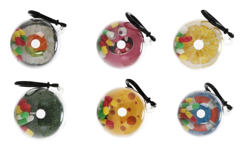 (5kr) (FØR 8kr) Sjove nøgleringe m/indhold